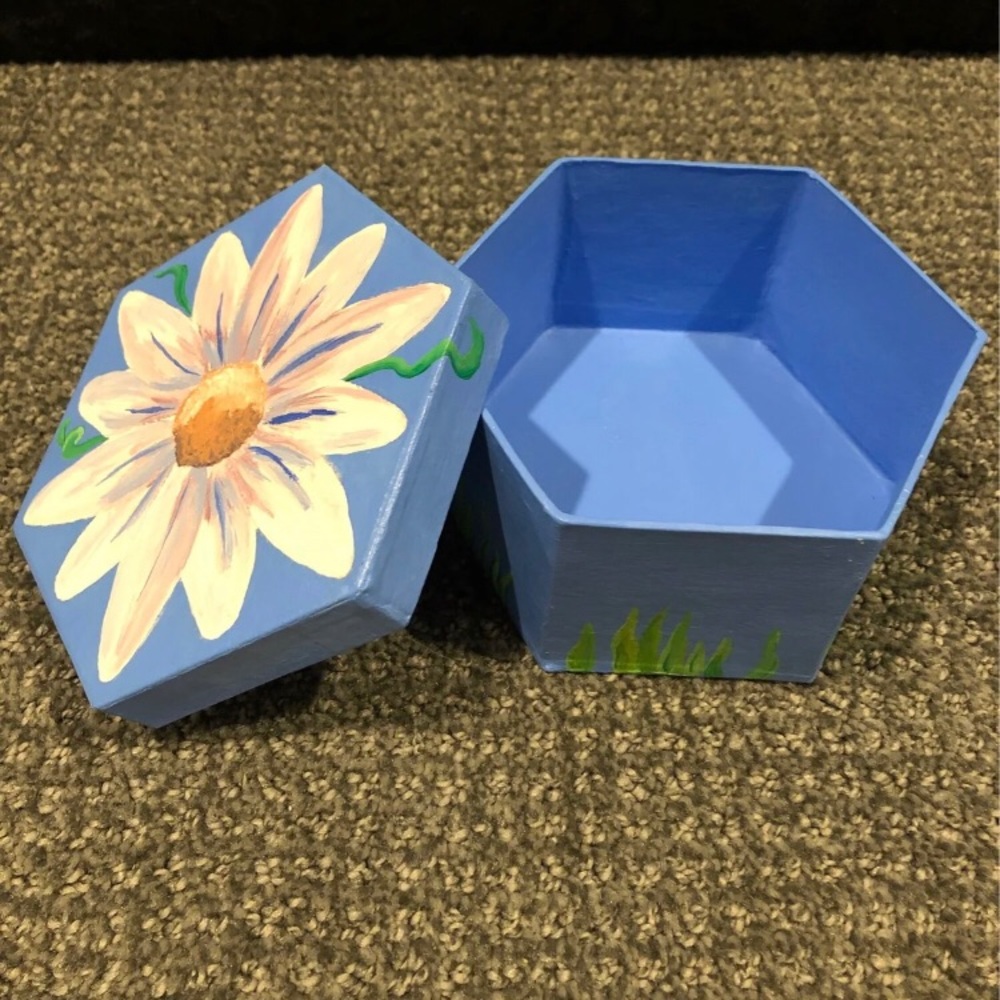 Hand painted hexagonal box